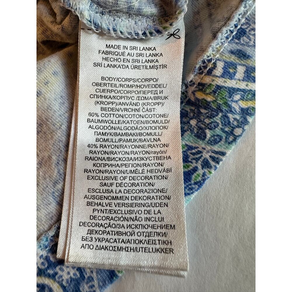 Lauren Ralph Lauren Pajamas Set Blue Yellow Paisley Short Sleeve Capri Pants - Picture 7 of 16